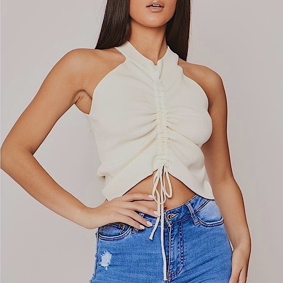 NWT HAPPILY GREY Scrunch Front Tank Top - Picture 1 of 5